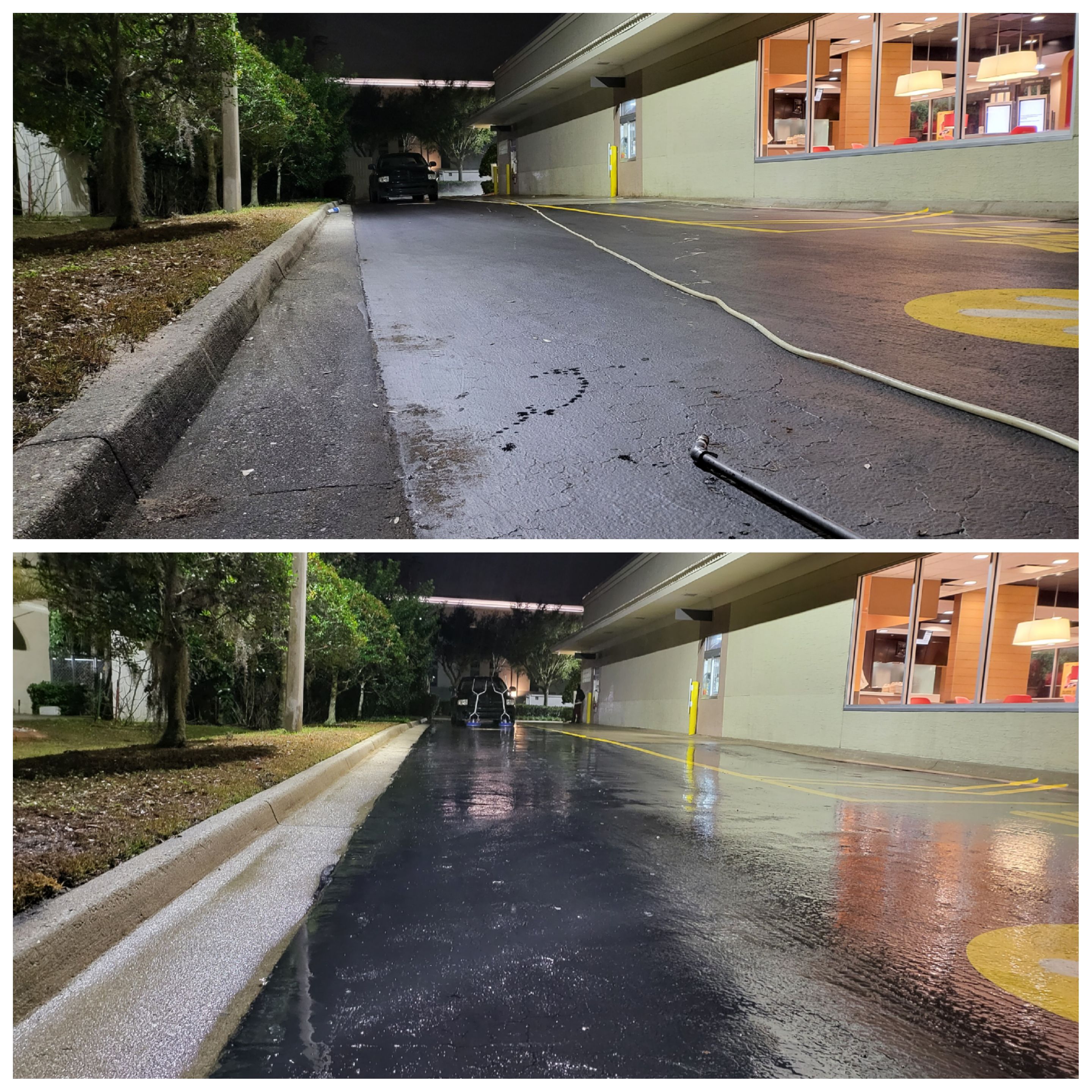 Clean drive-through lane and fueling island ready for opening day