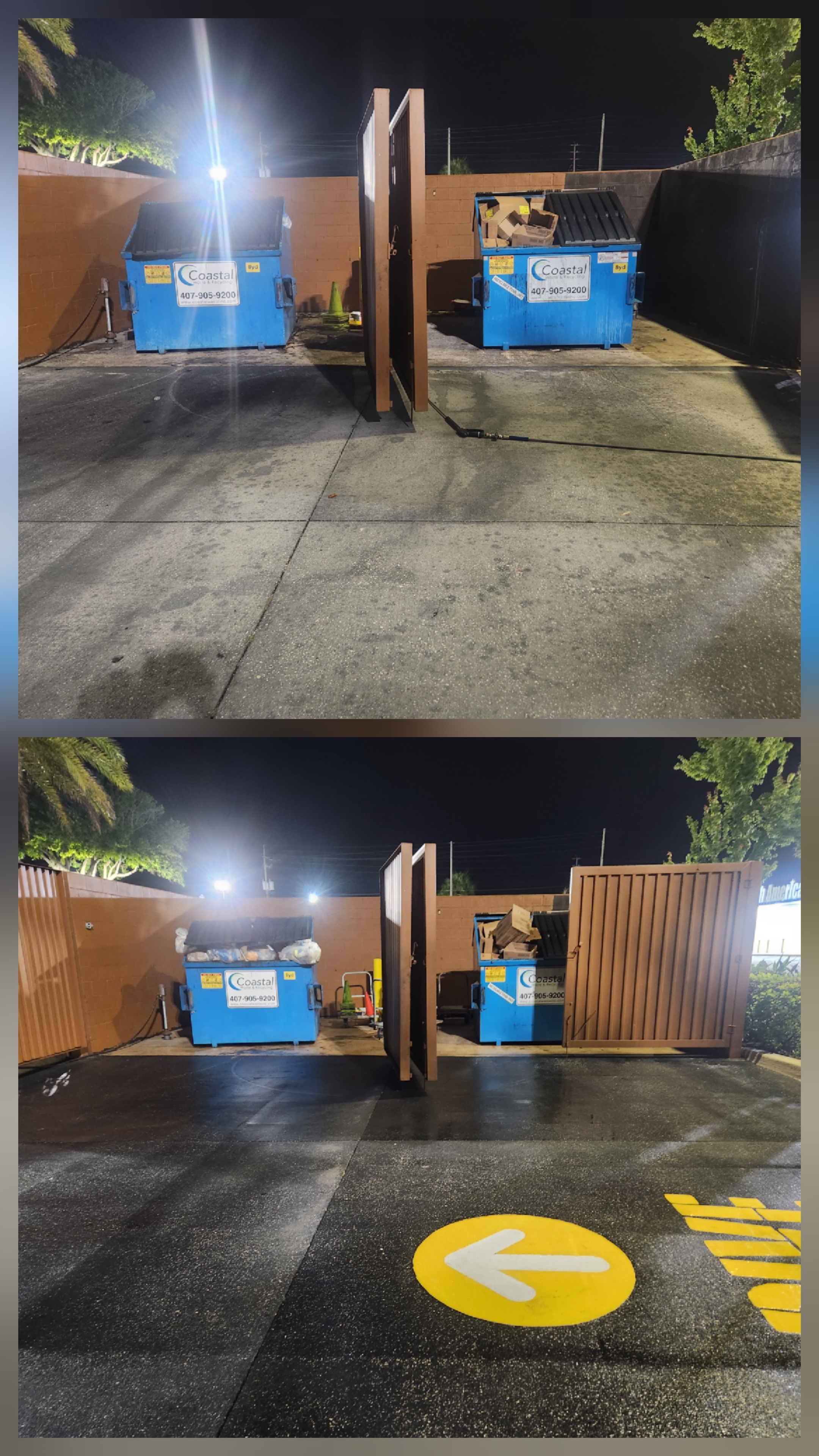 Clean commercial dumpster pad and loading area after post-construction cleanup