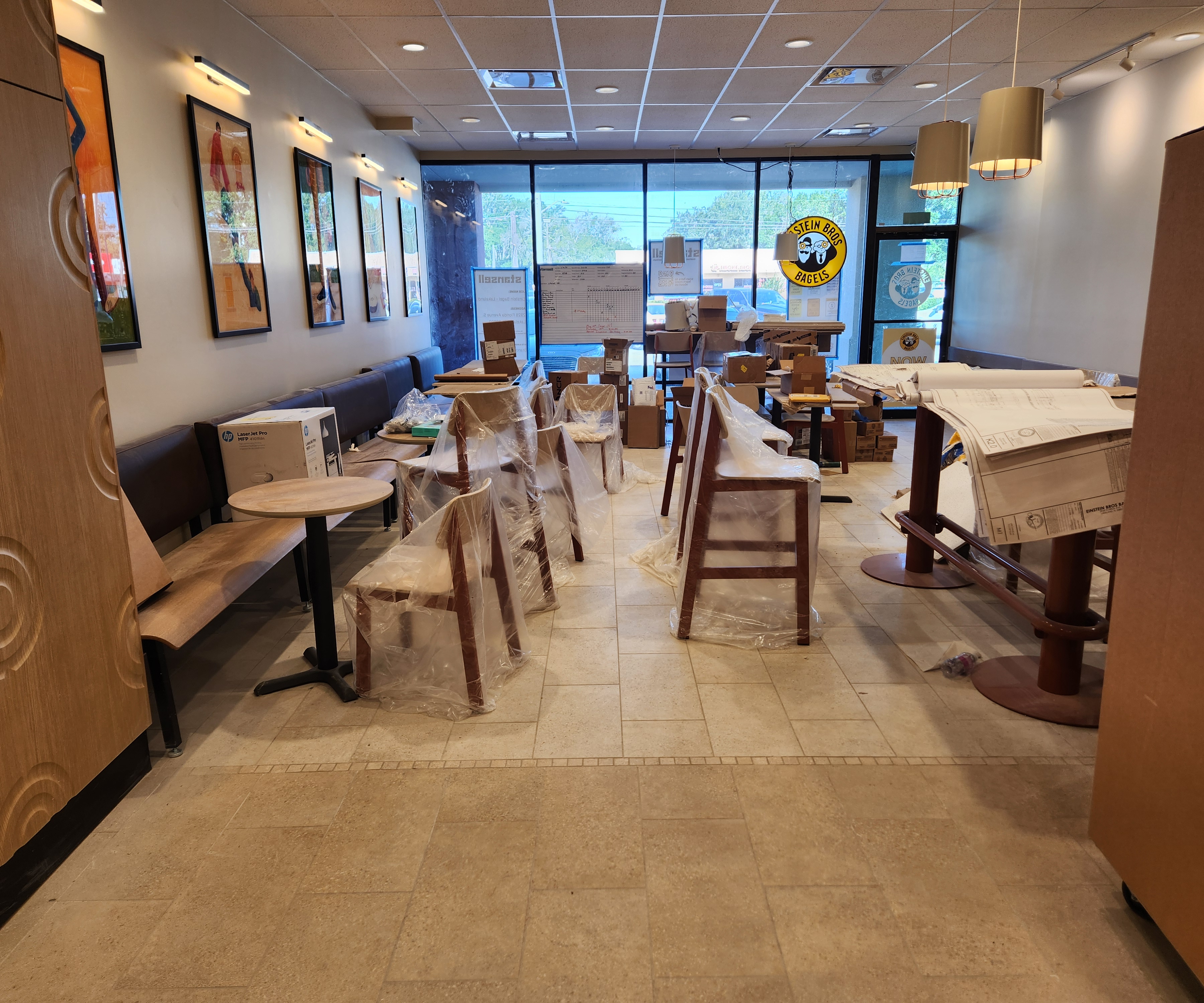 Clean commercial restaurant interior after post-construction cleaning