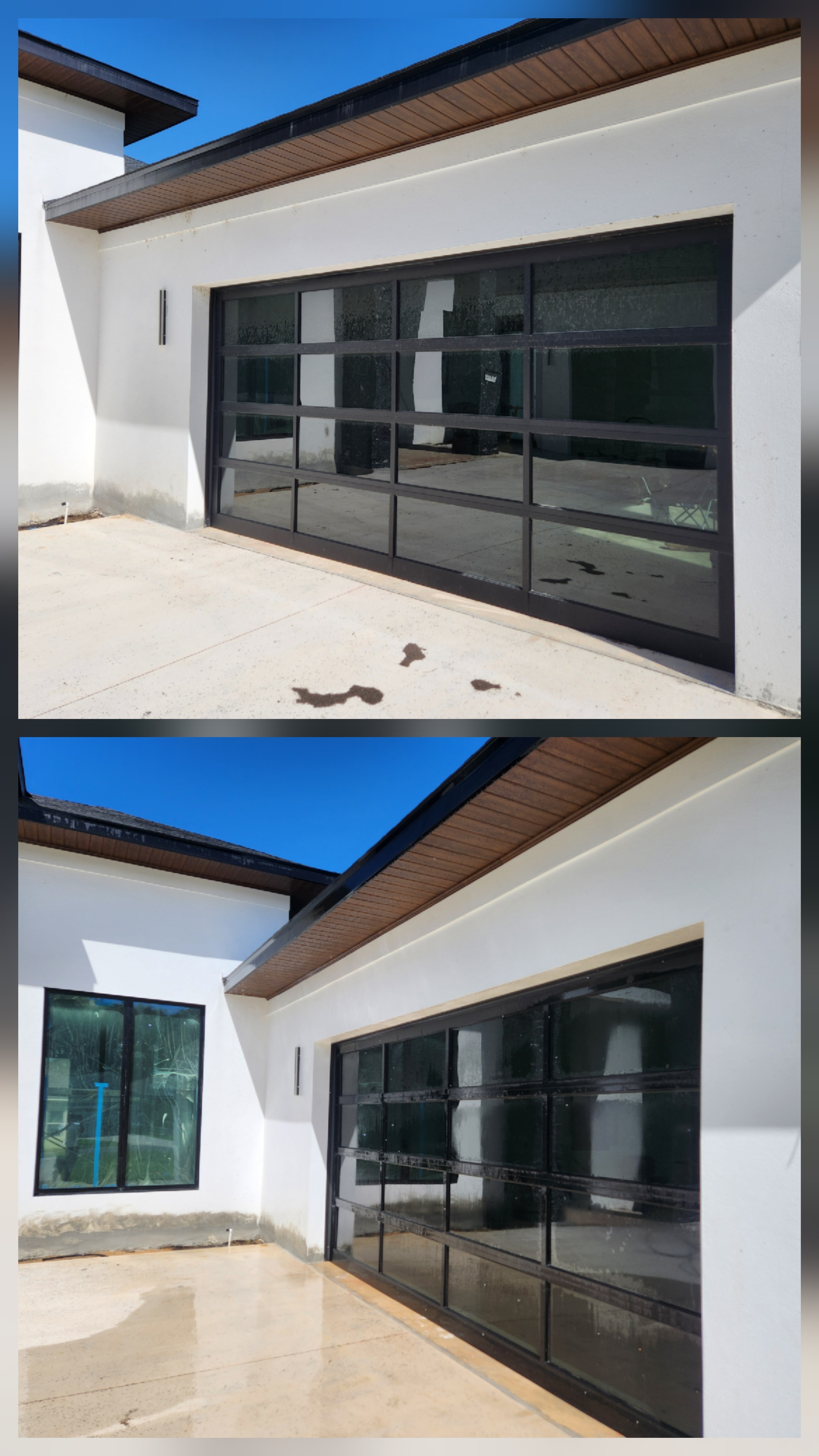 Clean glass storefront and entryway on a newly completed commercial build