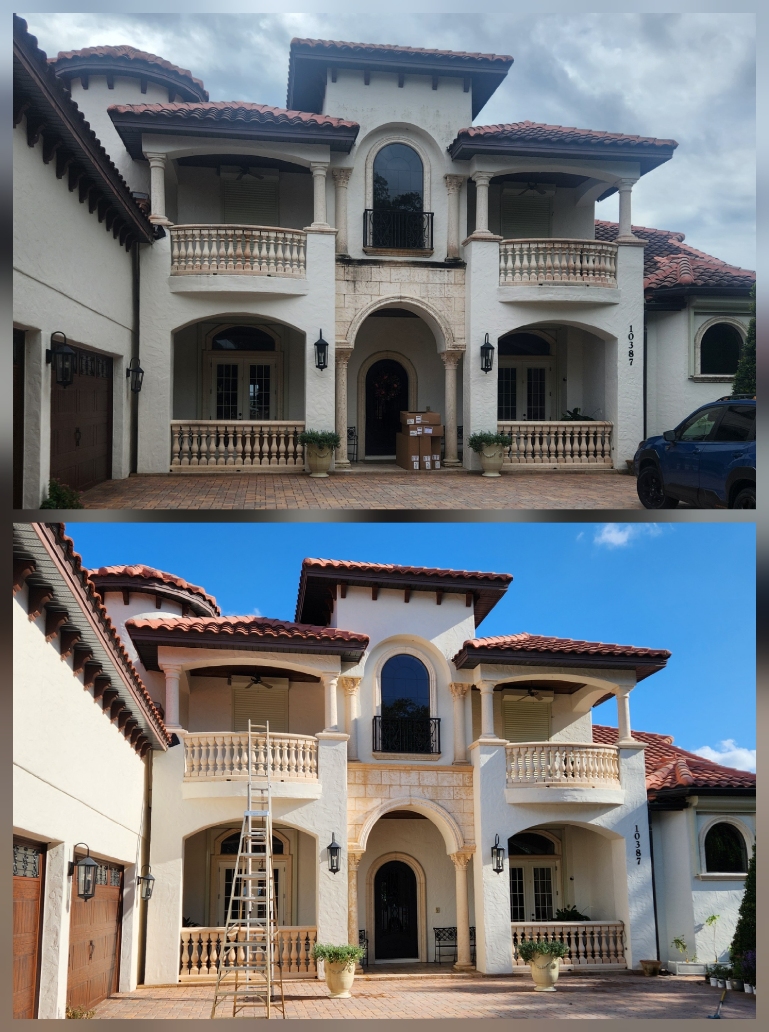 Residential home exterior after professional house washing in Central Florida